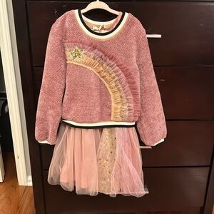 Truly Me, by Sara Sara girls 6 two piece tulle & chenille shooting star dress